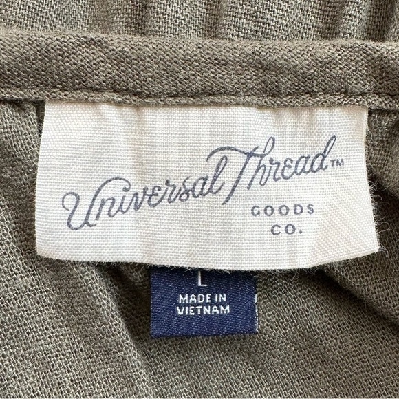 Universal Thread Linen Blend Olive Green Short Sleeves Shift Dress, Sz Large - Picture 11 of 13